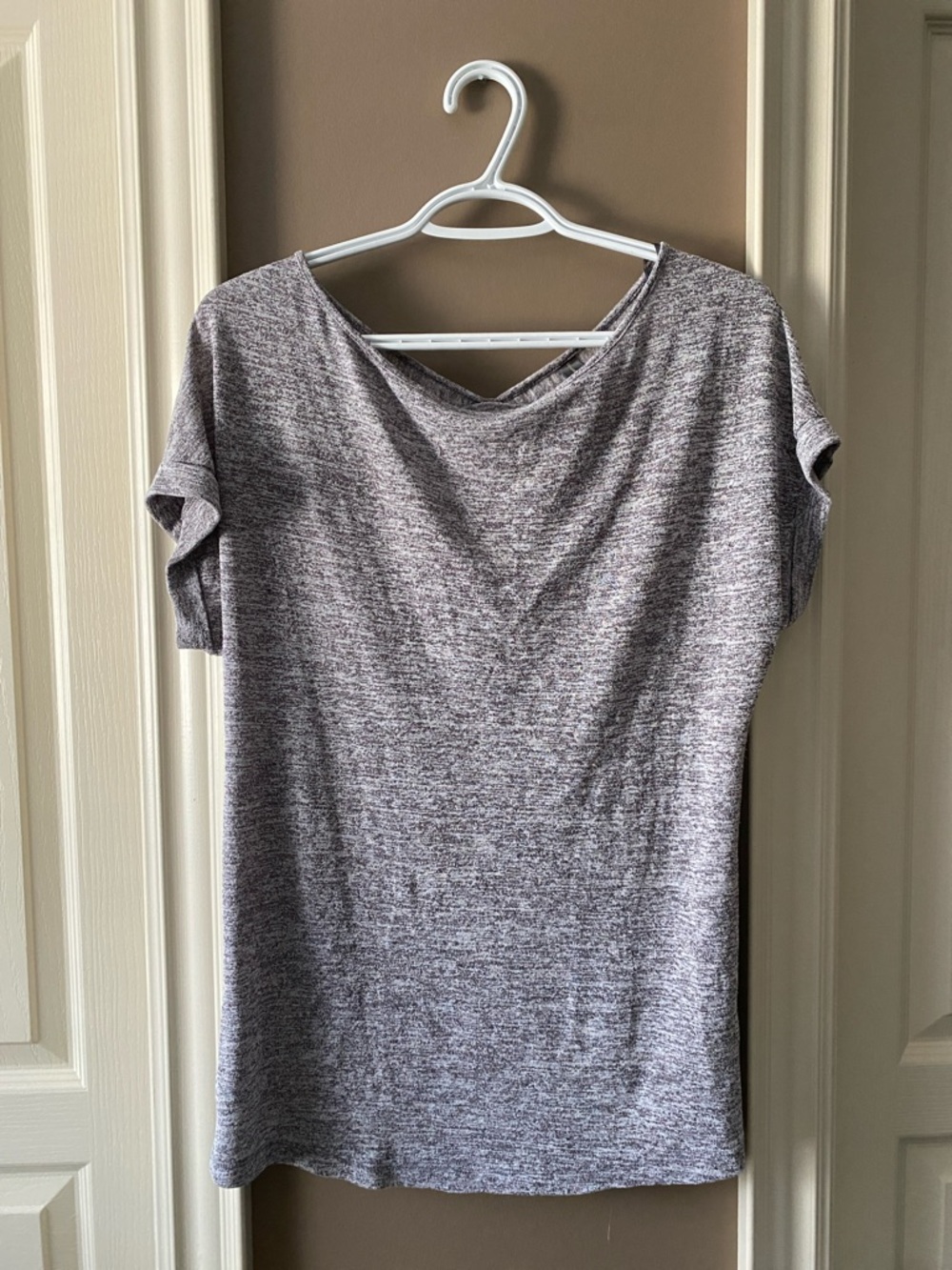 Denver Hayes Heathered Gray Short Sleeve Tunic Top Size Medium